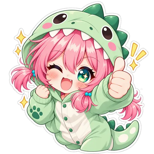 Sticker Mika Dino Pulgar Arriba