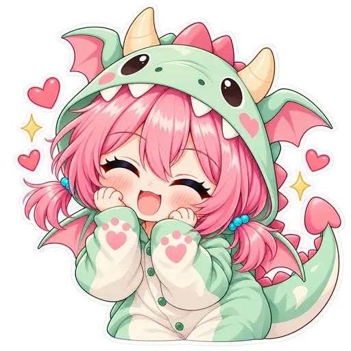 Sticker Mika Dragoncita Corazones