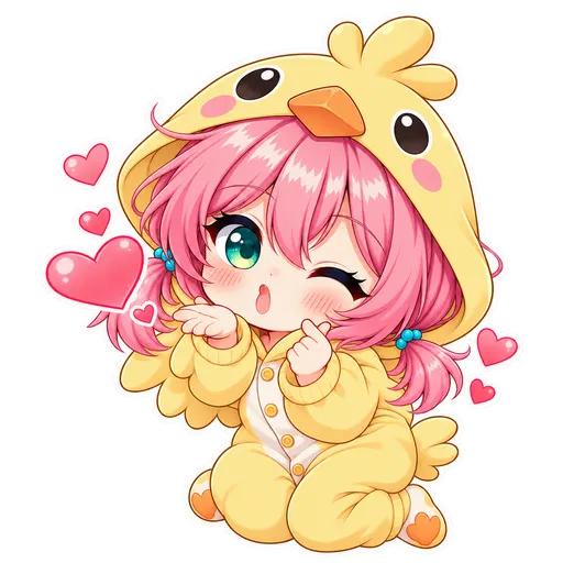 Sticker Mika Pollito Corazones